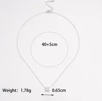 925 Sterling Silver Water Plating Zircon Plating Inlay Round Square Pendant Necklace sku image 3