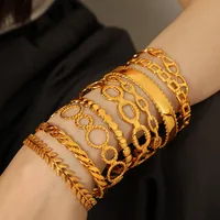 Titanium Steel 18K Gold Plated IG Style Cool Style Plating Circle Waves Bangle main image 5