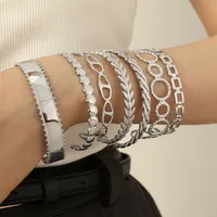 Titanium Steel 18K Gold Plated IG Style Cool Style Plating Circle Waves Bangle main image 6