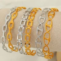Titanium Steel 18K Gold Plated IG Style Cool Style Plating Circle Waves Bangle main image 4