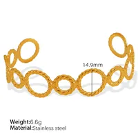 Titanium Steel 18K Gold Plated IG Style Cool Style Plating Circle Waves Bangle main image 10