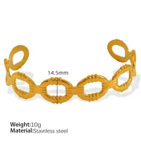 Titanium Steel 18K Gold Plated IG Style Cool Style Plating Circle Waves Bangle main image 9