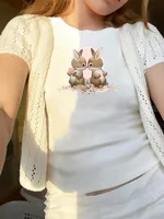 Women's T-shirt Short Sleeve T-Shirts Printing Y2K Rabbit main image 3