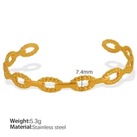 Titanium Steel 18K Gold Plated IG Style Cool Style Plating Circle Waves Bangle sku image 15