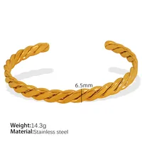 Titanium Steel 18K Gold Plated IG Style Cool Style Plating Circle Waves Bangle sku image 11
