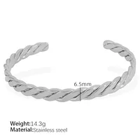 Titanium Steel 18K Gold Plated IG Style Cool Style Plating Circle Waves Bangle sku image 12