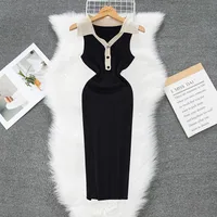Women's Sheath Dress Casual Turndown Button Sleeveless Solid Color Maxi Long Dress Daily main image 3
