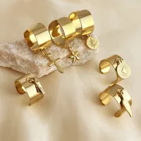 Wholesale Jewelry Simple Style Cross Starfish Feather 304 Stainless Steel 18K Gold Plated Plating Adjustable Ring main image 1