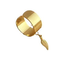 Wholesale Jewelry Simple Style Cross Starfish Feather 304 Stainless Steel 18K Gold Plated Plating Adjustable Ring main image 3