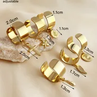 Wholesale Jewelry Simple Style Cross Starfish Feather 304 Stainless Steel 18K Gold Plated Plating Adjustable Ring main image 5