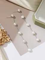 1 Pair Simple Style Classic Style Solid Color Freshwater Pearl Copper Alloy Drop Earrings main image 5