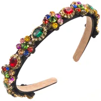 Women's Casual Vacation Classic Style Color Block Alloy Glass Inlay Glass Hair Band sku image 4