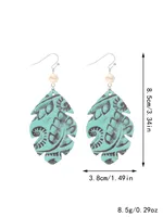 1 Pair Vintage Style Classic Style Geometric Leaves Pu Leather Turquoise Drop Earrings main image 8