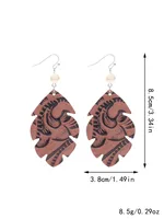 1 Pair Vintage Style Classic Style Geometric Leaves Pu Leather Turquoise Drop Earrings main image 7