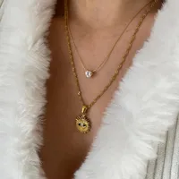 304 Stainless Steel 18K Gold Plated Simple Style Classic Style Plating Inlay Devil's Eye Heart Shape Zircon Pendant Necklace main image 6