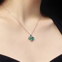 Sterling Silver Simple Style Classic Style Inlay Flower Zircon Pendant Necklace main image 3