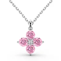 Sterling Silver Simple Style Classic Style Inlay Flower Zircon Pendant Necklace main image 4