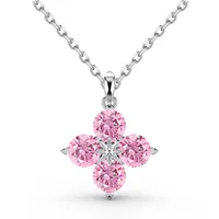 Sterling Silver Simple Style Classic Style Inlay Flower Zircon Pendant Necklace sku image 3