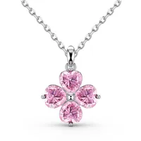 Sterling Silver Simple Style Classic Style Inlay Flower Rhinestones Pendant Necklace sku image 2