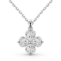 Sterling Silver Simple Style Classic Style Inlay Flower Rhinestones Pendant Necklace sku image 1