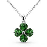 Sterling Silver Simple Style Classic Style Inlay Flower Rhinestones Pendant Necklace sku image 3