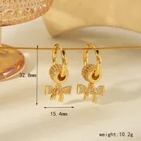 Copper 18K Gold Plated IG Style Romantic Commute Plating Inlay Bow Knot Zircon Earrings Necklace main image 5
