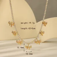 Copper 18K Gold Plated IG Style Romantic Commute Plating Inlay Bow Knot Zircon Earrings Necklace main image 4