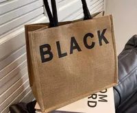 Spot Large Capacity Linen Women's Bag Fashion Linen Handbag Student Class Simple Shoulder Tote Bag sku image 14