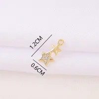1 Piece 12 * 6mm Copper Zircon 18K Gold Plated Star Polished Pendant main image 7
