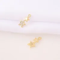 1 Piece 12 * 6mm Copper Zircon 18K Gold Plated Star Polished Pendant main image 5