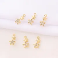 1 Piece 12 * 6mm Copper Zircon 18K Gold Plated Star Polished Pendant main image 6