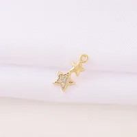 1 Piece 12 * 6mm Copper Zircon 18K Gold Plated Star Polished Pendant sku image 1