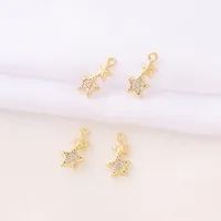 1 Piece 12 * 6mm Copper Zircon 18K Gold Plated Star Polished Pendant main image 1