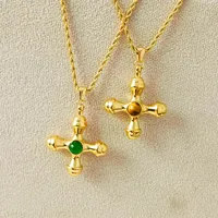 304 Stainless Steel 18K Gold Plated Casual Simple Style Polishing Plating Inlay Cross Artificial Gemstones Earrings Necklace main image 2