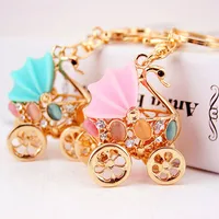 Simple Style Baby Carriage Zinc Alloy Plating Inlay Rhinestones Women's Bag Pendant Keychain main image 1