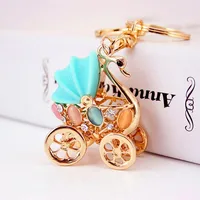 Simple Style Baby Carriage Zinc Alloy Plating Inlay Rhinestones Women's Bag Pendant Keychain sku image 1