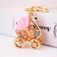Simple Style Baby Carriage Zinc Alloy Plating Inlay Rhinestones Women's Bag Pendant Keychain main image 2