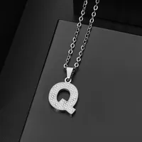 Wholesale Jewelry Elegant Letter 304 Stainless Steel Silver Plated Chain Pendant Necklace sku image 17