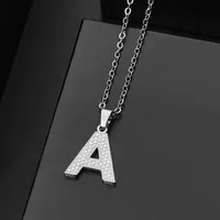 Wholesale Jewelry Elegant Letter 304 Stainless Steel Silver Plated Chain Pendant Necklace sku image 1