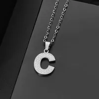 Wholesale Jewelry Elegant Letter 304 Stainless Steel Silver Plated Chain Pendant Necklace sku image 3