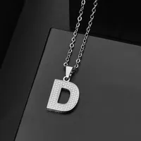 Wholesale Jewelry Elegant Letter 304 Stainless Steel Silver Plated Chain Pendant Necklace sku image 4