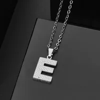 Wholesale Jewelry Elegant Letter 304 Stainless Steel Silver Plated Chain Pendant Necklace sku image 5