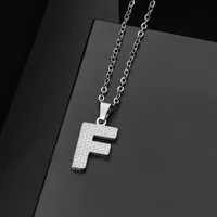 Wholesale Jewelry Elegant Letter 304 Stainless Steel Silver Plated Chain Pendant Necklace sku image 6