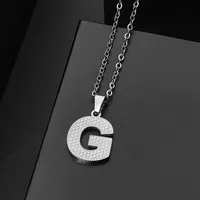 Wholesale Jewelry Elegant Letter 304 Stainless Steel Silver Plated Chain Pendant Necklace sku image 7