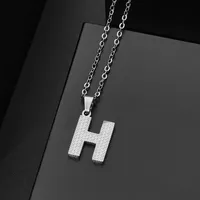Wholesale Jewelry Elegant Letter 304 Stainless Steel Silver Plated Chain Pendant Necklace sku image 8