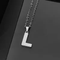 Wholesale Jewelry Elegant Letter 304 Stainless Steel Silver Plated Chain Pendant Necklace sku image 12