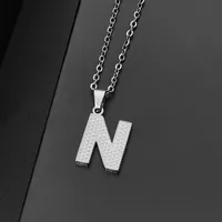 Wholesale Jewelry Elegant Letter 304 Stainless Steel Silver Plated Chain Pendant Necklace sku image 14