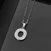Wholesale Jewelry Elegant Letter 304 Stainless Steel Silver Plated Chain Pendant Necklace sku image 15