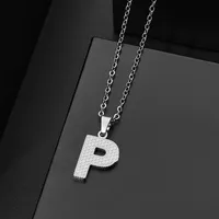 Wholesale Jewelry Elegant Letter 304 Stainless Steel Silver Plated Chain Pendant Necklace sku image 16
