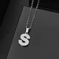 Wholesale Jewelry Elegant Letter 304 Stainless Steel Silver Plated Chain Pendant Necklace sku image 19
